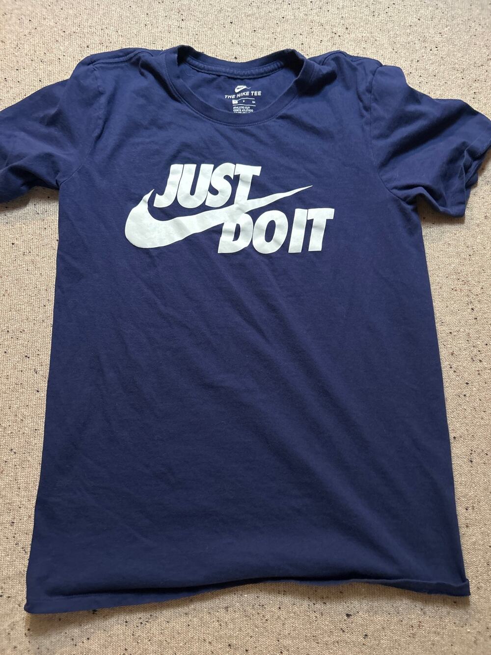 Nike Tee Athletic Cut Small Navy Unisex Just Do It Swoosh